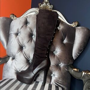 🧸 ELITE LUICHINY Chocolate Leather & Microfiber Corset Masterpiece 🧸